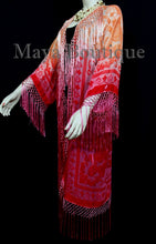 Raspberry Peach Burnout Velvet Kimono Jacket Hand Dyed Maya Matazaro USA Made
