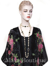 Tea Roses Caftan Kimono Burnout Velvet Black Red & Pink Usa Made Maya Matazaro