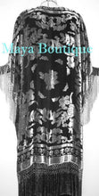 Kimono Fringe Jacket Opera Coat Burnout Velvet Silver Black Maya Matazaro