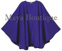 Cashmere Wool Cape Ruana Wrap Coat Blue Iris Maya Matazaro Made in USA