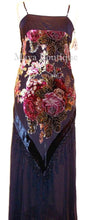 Dress Gown Black Silk Burnout Velvet Beaded Victorian Roses Maya Matazaro L