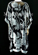 Maya Matazaro Silk Burnout Velvet Opera Coat Kimono Silver Black No Fringe USA