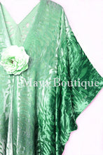 Emerald Green Camellia Burnout Velvet Caftan Kimono Ombre Hand Dye Maya Matazaro