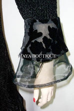 Stunning Dress Coat Crinkle Silk Velvet & Organza Ruffle Black S/M