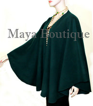 Forest Green Cape Ruana Wrap Coat Cashmere Wool Blend Maya Matazaro USA Made