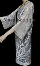 Ivory Long Kimono Jacket Burnout Velvet No Fringe Maya Matazaro
