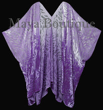 Maya Matazaro Lilac Ombre Camellia Burnout Velvet Caftan Kimono Jacket Hand Dyed