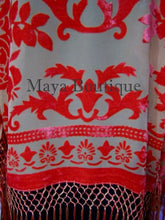 Orange & Gold Burnout Velvet Silk Fringe Jacket Kimono Short Maya Matazaro