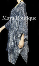 Dusk Gray Camellia Burnout Velvet Caftan Kimono Jacket Maya Matazaro Hand Dyed