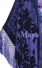 Navy Blue Silk Burnout Velvet Fringe Jacket Kimono Duster Maya Matazaro Plus