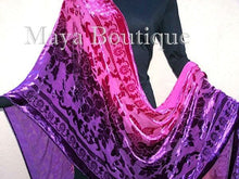 Maya Matazaro Wearable Art Silk Wrap Shawl Scarf Hand Dyed Magenta Purple Velvet Extra Long 110"