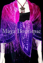Dyed Dyed Shawl Burnout Velvet Triangle Purple & Pink Maya Matazaro
