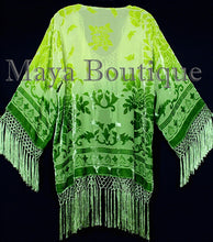 Maya Matazaro Greenery Ombre Burnout Velvet Kimono Jacket Hand Dye Wearable Art