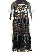 Black Lace Tube Dress / Skirt Embellished With Satin Ribbon Beige Lining S / M
