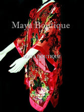 Silk Caftan Kimono Jacket Velvet Red Multi Gypsy Rose Maya Matazaro USA Made