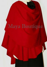 Cashmere Wool Cape Ruana Wrap Coat RED by Maya Matazaro Made in USA New