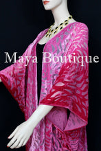 Pink Ombre Camellia Burnout Velvet Caftan Kimono Duster Hand Dyed Maya Matazaro