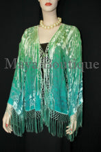 Wearable Art Velvet Kimono Jacket Hand Dyed Jade Turquoise Short Maya Matazaro