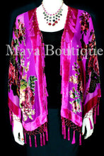 Pink Gypsy Rose Jacket Short Kimono Beaded Silk Burnout Velvet Maya Matazaro