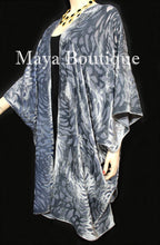 Dusk Gray Camellia Burnout Velvet Caftan Kimono Jacket Maya Matazaro Hand Dyed