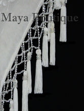 Ivory Beaded Silk Burnout Velvet Kimono Opera Coat Fringe Jacket Maya Matazaro