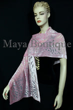Maya Matazaro Rose Quartz Camellia Shawl Wrap Scarf Burnout Velvet Elegant!