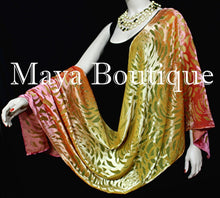Maya Matazaro Hand Dyed Orange Gold Camellia Shawl Wrap Scarf Burnout Velvet