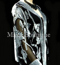 Kimono Jacket Silk Burnout Velvet Long Silver Black No Fringe Maya Matazaro