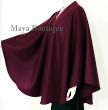 Cape Ruana Wrap Coat Wool BURGUNDY USA Made Maya Matazaro NEW