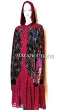 Cloak Opera Cape Peacock Victorian Rep Long Beaded Velvet Lace Lined Deep Red