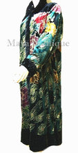 Opera Coat Duster Silk Velvet Black Multi Long L - XL Wearable Art Maya Matazaro