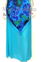 Turquise Dress Gown Silk Burnout Velvet Beaded Peacock Maya Matazaro S
