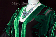 Emerald & Black Silk Burnout Velvet Jacket Short Kimono No Fringe Maya Matazaro