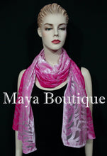 Maya Matazaro Hand Dyed Magenta Pink Camellia Shawl Wrap Scarf Burnout Velvet