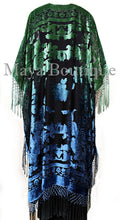 Blue Green Wearable Art Kimono Caftan Jacket Velvet Hand Dyed Maya Matazaro