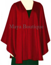 Cashmere Wool Cape Ruana Wrap Coat RED by Maya Matazaro Made in USA New