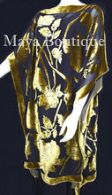 Caftan Dress Kimono Silk Burnout Velvet Antique Gold Blk Hand Dyed Maya Matazaro