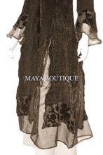 Dress Coat Crinkle Silk Velvet Organza Ruffle Chocolate Medium Maya Matazaro