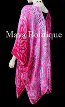 Pink Ombre Camellia Burnout Velvet Caftan Kimono Duster Hand Dyed Maya Matazaro