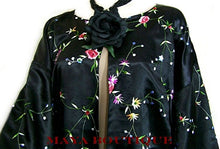 Silk Kimono Duster Coat Kimono All Embroidered & Lined Black Maya Matazaro