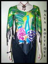 Silk Top Peacock Painted & Beaded Black Multi S Maya Matazaro