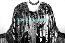 Kimono Fringe Jacket Opera Coat Burnout Velvet Silver Black Maya Matazaro