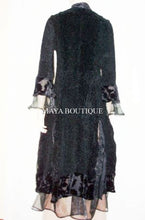 Stunning Dress Coat Crinkle Silk Velvet & Organza Ruffle Black S/M