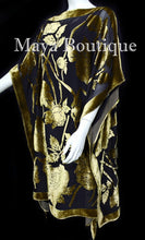 Caftan Dress Kimono Silk Burnout Velvet Antique Gold Blk Hand Dyed Maya Matazaro
