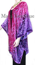 Pink Purple Camellia Burnout Velvet Caftan Kimono Duster Hand Dyed Maya Matazaro