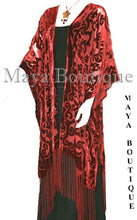 Caftan Kimono Burnout Velvet Art Nouveau Deep Red Maya Matazaro USA Made