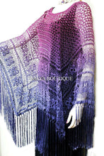 Crochet Poncho Shawl Top Hand Dyed Magenta Purple Ombree Maya Matazaro One Size