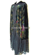 Cloak Opera Cape Peacock Victorian Style Beaded Velvet Lace Lined Black Maya