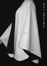 Cashmere Reversible Cape Ruana Wrap Coat Ivory & Black Maya Matazaro USA Made
