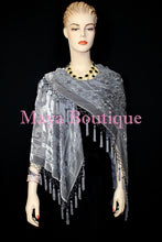 Gray Piano Shawl Scarf Wrap All Beaded Silk Burnout Velvet Maya Matazaro